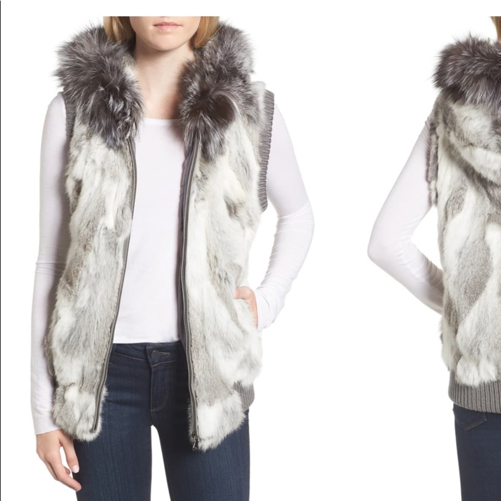 Jocelyn real fox fur vest w/ hood